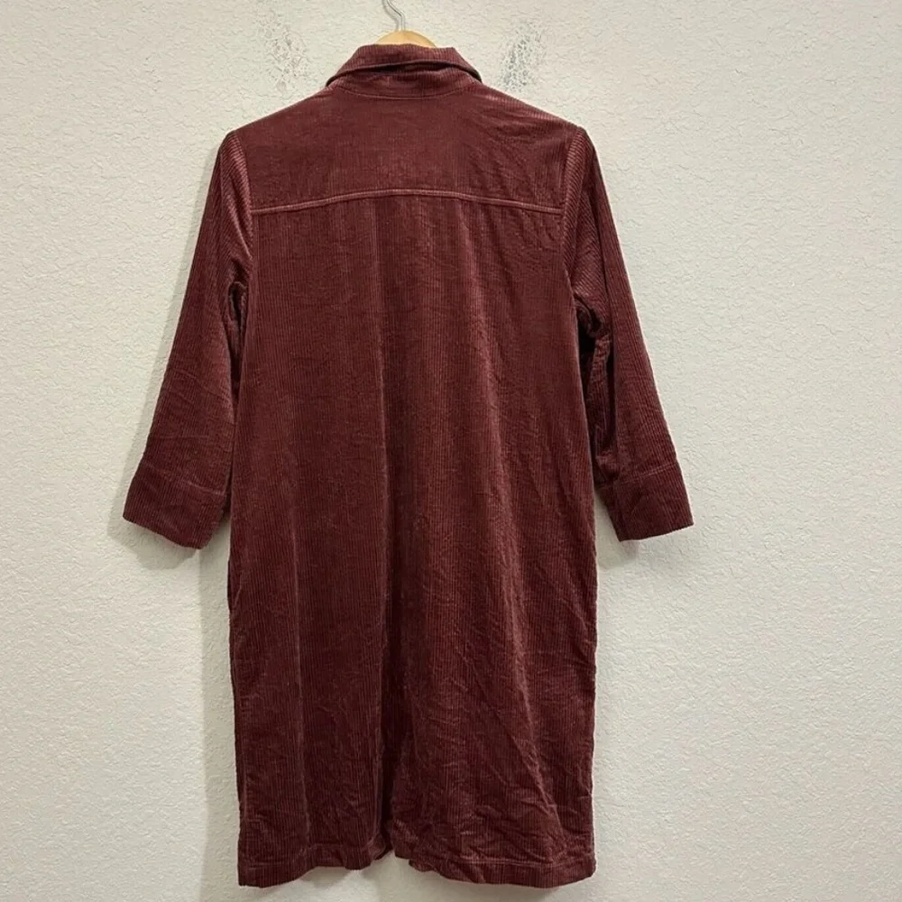 J. JILL Corduroy tunic shirt Dress Brown Long Sleeve Shift Retro pockets S - Picture 9 of 9